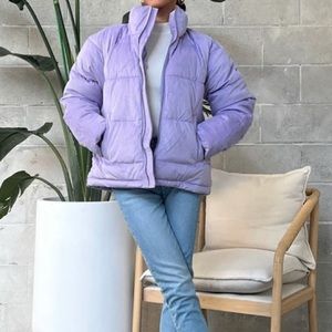M Boutique Asymmetrical Lavendar Puffer jacket